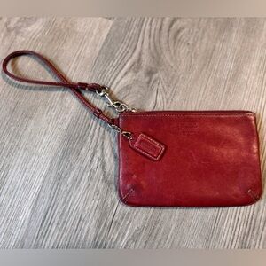 COACH LEATHERWARE Red Leather Wristlet Mini Purse Handbag Wallet